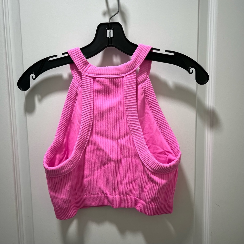 Hot Pink Cropped Aerie Tank Top Large - Picture 3 of 3